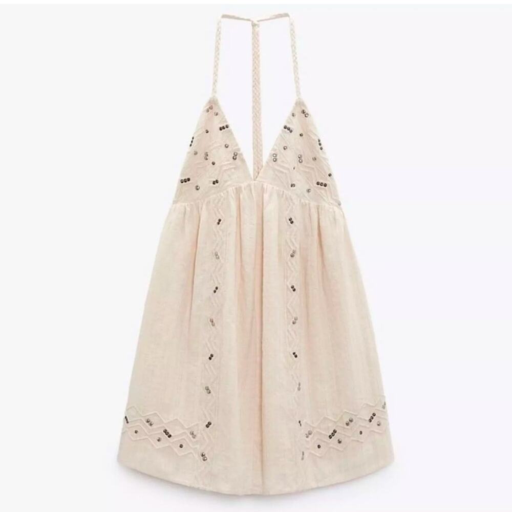 ZARA STUDDED MINI DRESS - Picture 7 of 11